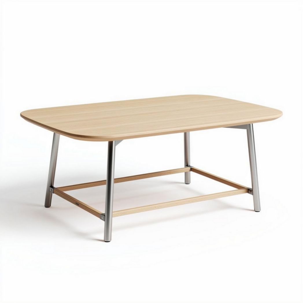 Tavolo da caffè in legno e metallo per soggiorno – 120 x 80 x 45 cm
