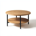 Tavolino da caffè rotondo in legno con ripiano inferiore – 90 x 90 x 45 cm