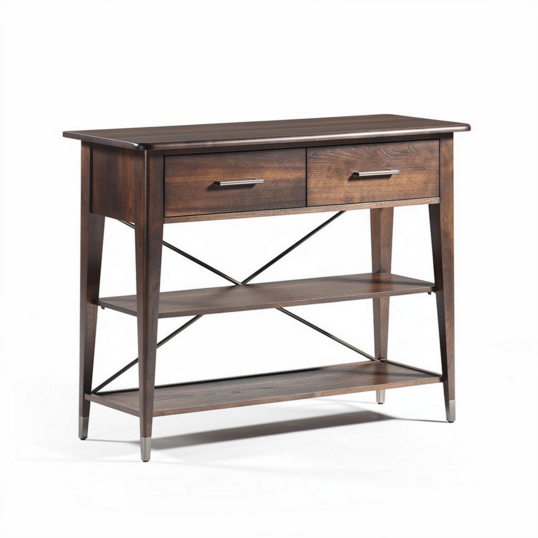 Mobile console in legno per ingresso con cassetti e ripiani – 120 x 40 x 80 cm