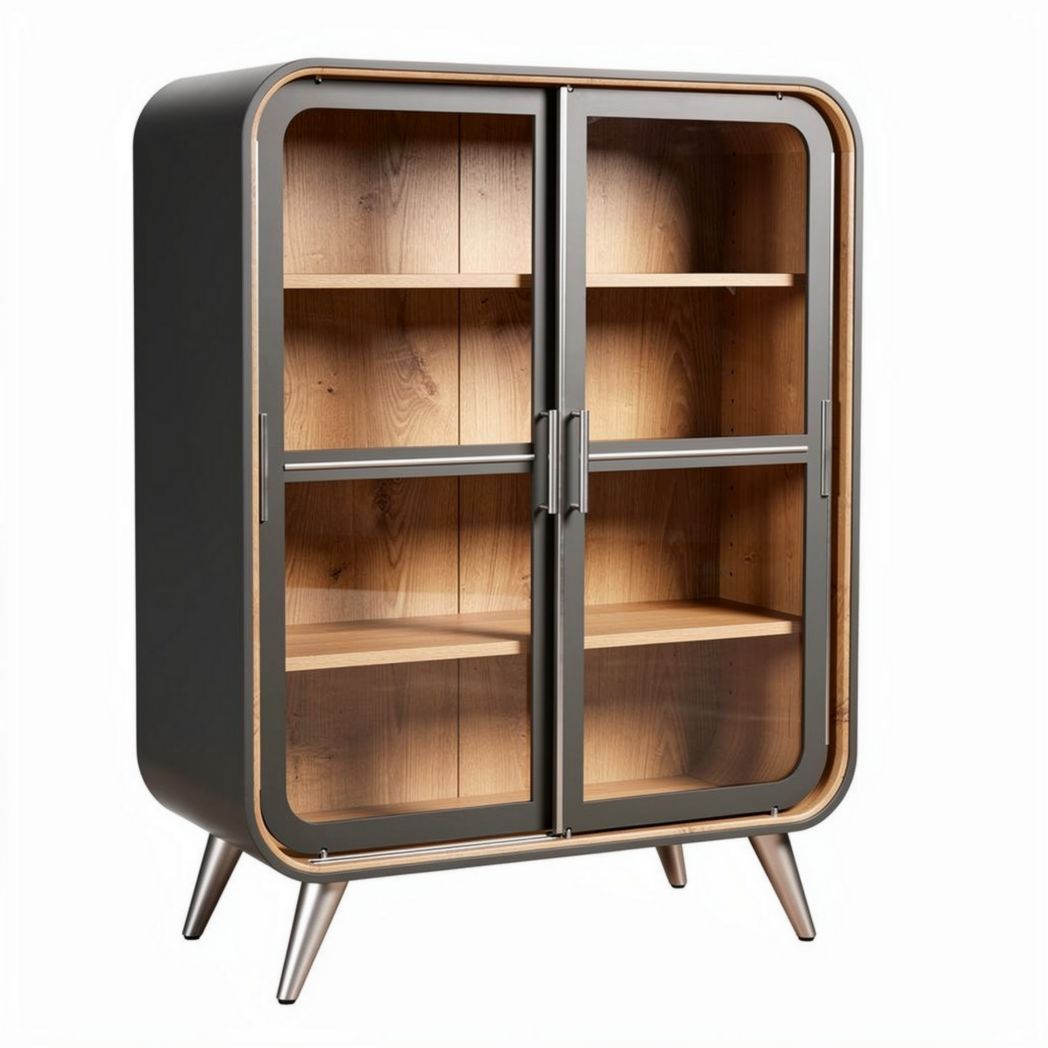 Mobile vetrina in legno e vetro per soggiorno – 80 x 40 x 120 cm