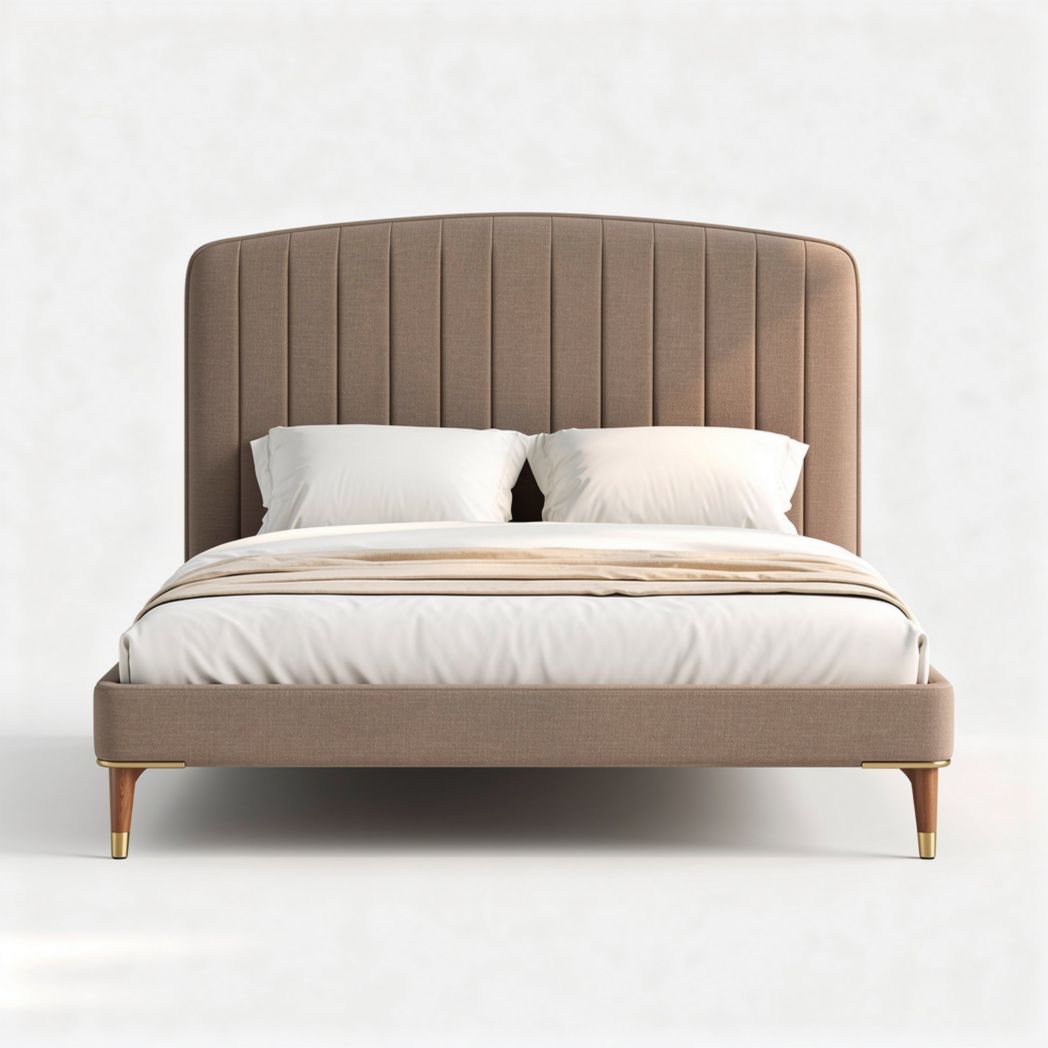 Letto matrimoniale con testiera imbottita per camera da letto – tessuto poliestere – 200 x 160 x 120 cm