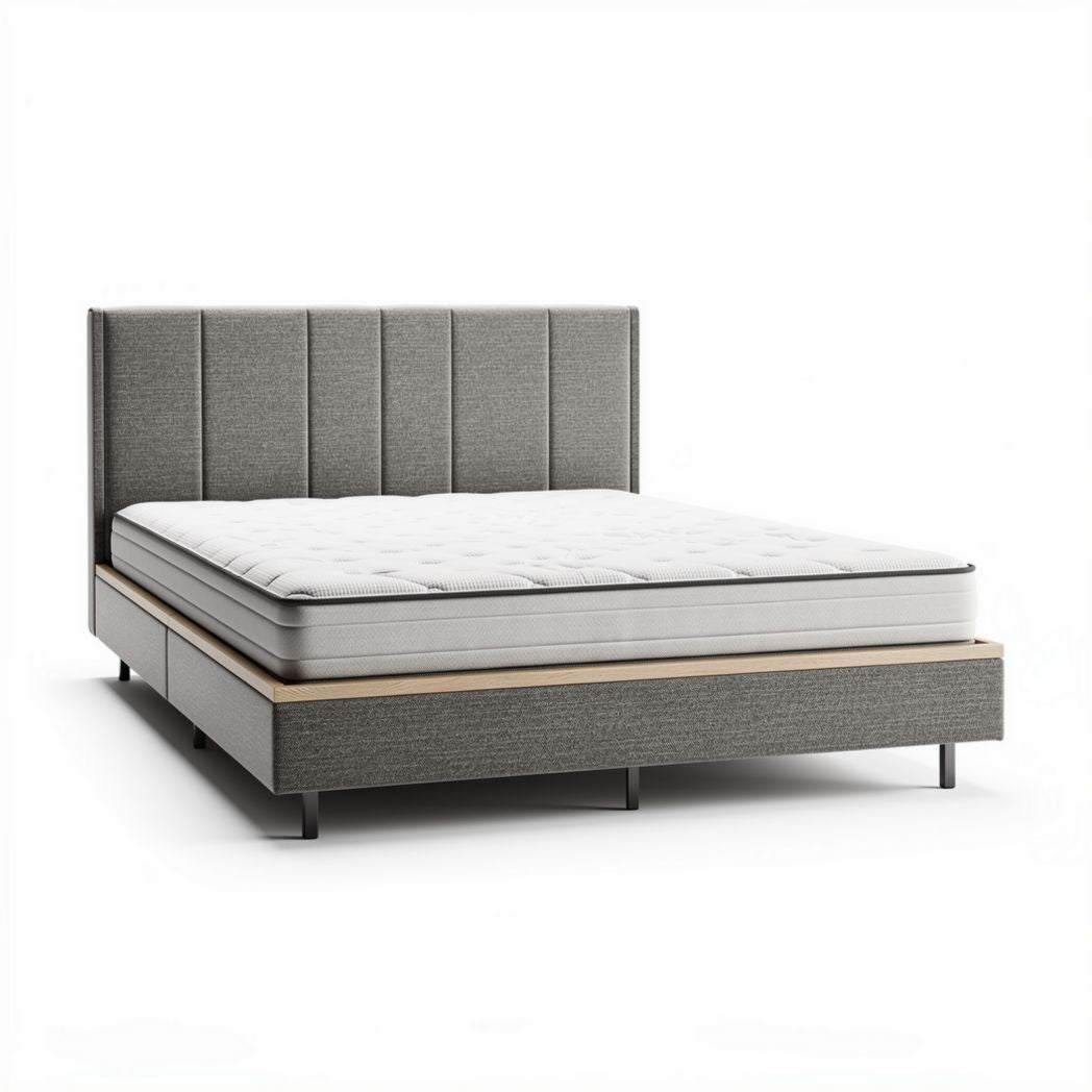 Letto matrimoniale imbottito con contenitore per camera da letto – tessuto e legno – 200 x 160 x 80 cm