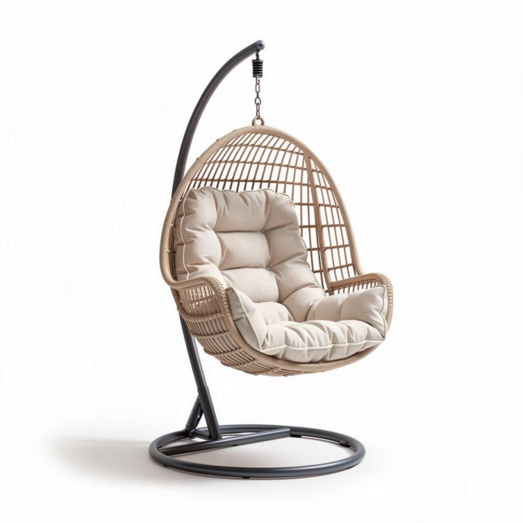 Poltrona sospesa in rattan per interni ed esterni – 90 x 80 x 120 cm