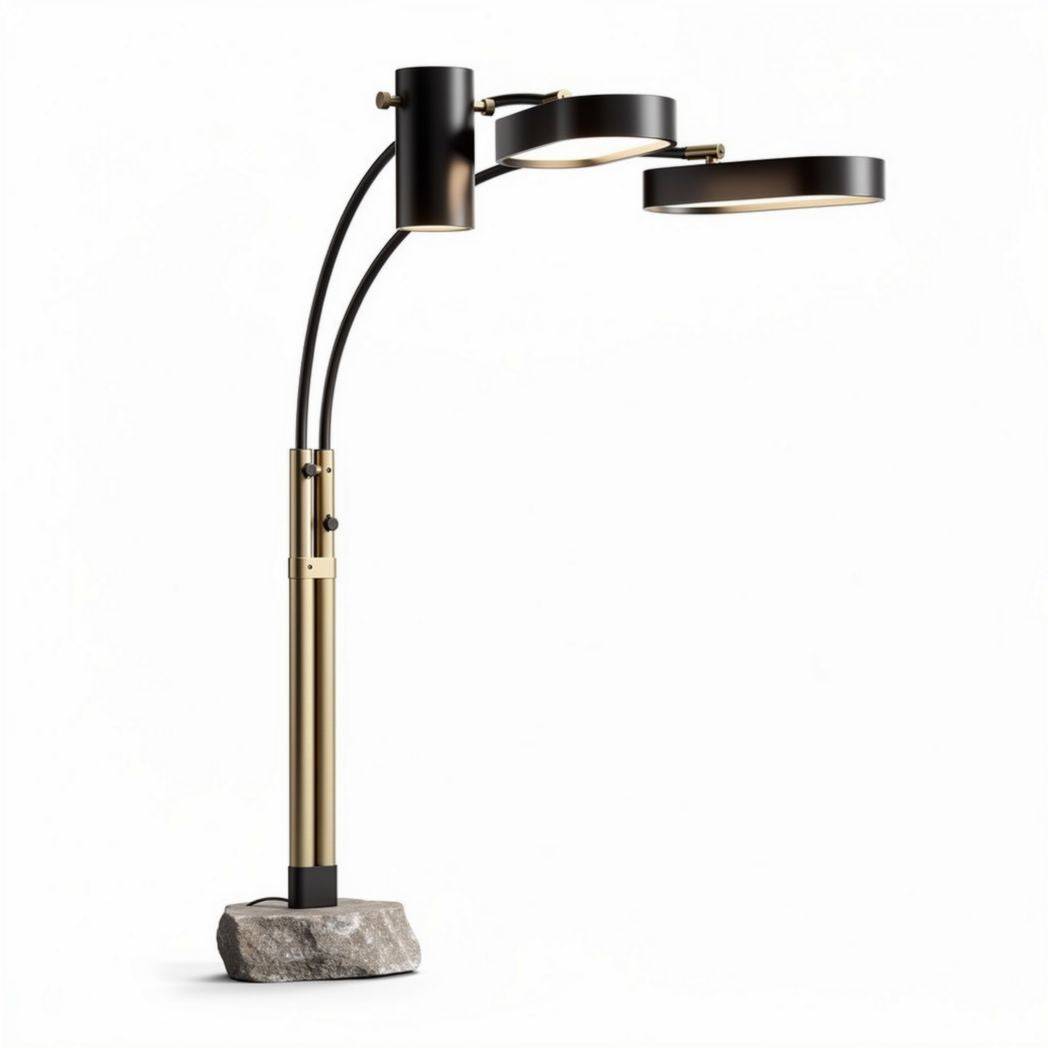 Lampada da terra in metallo e pietra per illuminazione interna – 100 x 50 x 150 cm