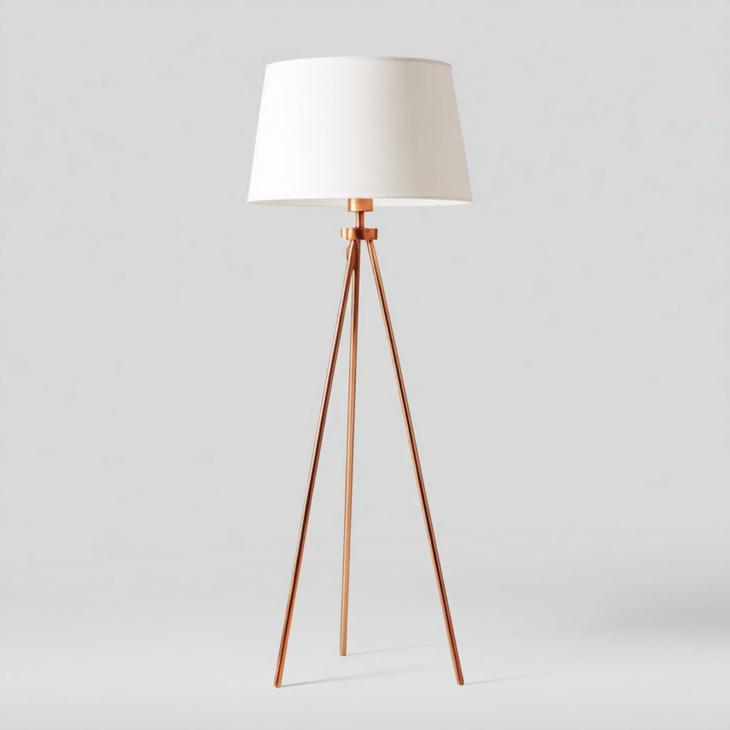 Lampada da terra in metallo con paralume in tessuto per illuminazione domestica – 30 x 30 x 120 cm