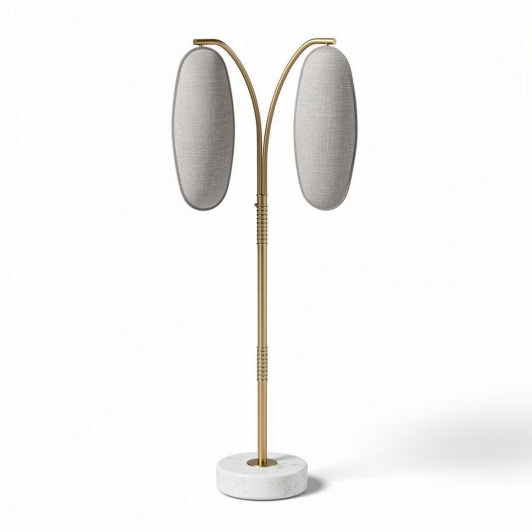 Lampada da terra in metallo e tessuto per illuminazione interna – 35 x 35 x 150 cm