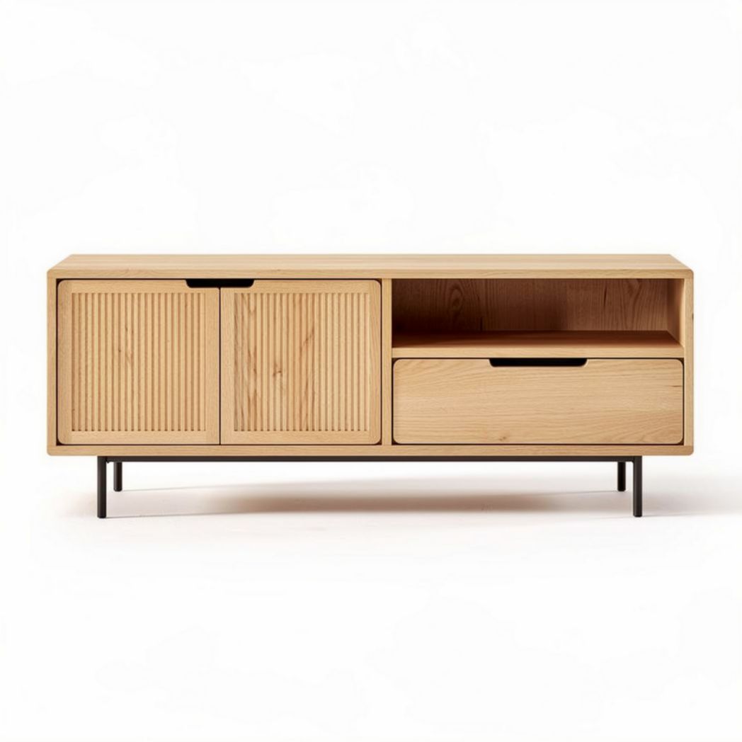 Mobile contenitore in legno e cemento per soggiorno – 150 x 40 x 50 cm